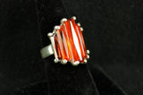 Silver crystal Ring red orange stones Neutral Ground is Higher Ground Sterling statement Ring Perfect New Orleans gift for her