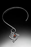 Bold Silver Necklace, heart Pendant, Gift for DJ,  Musical Love necklace, Graduation gift,